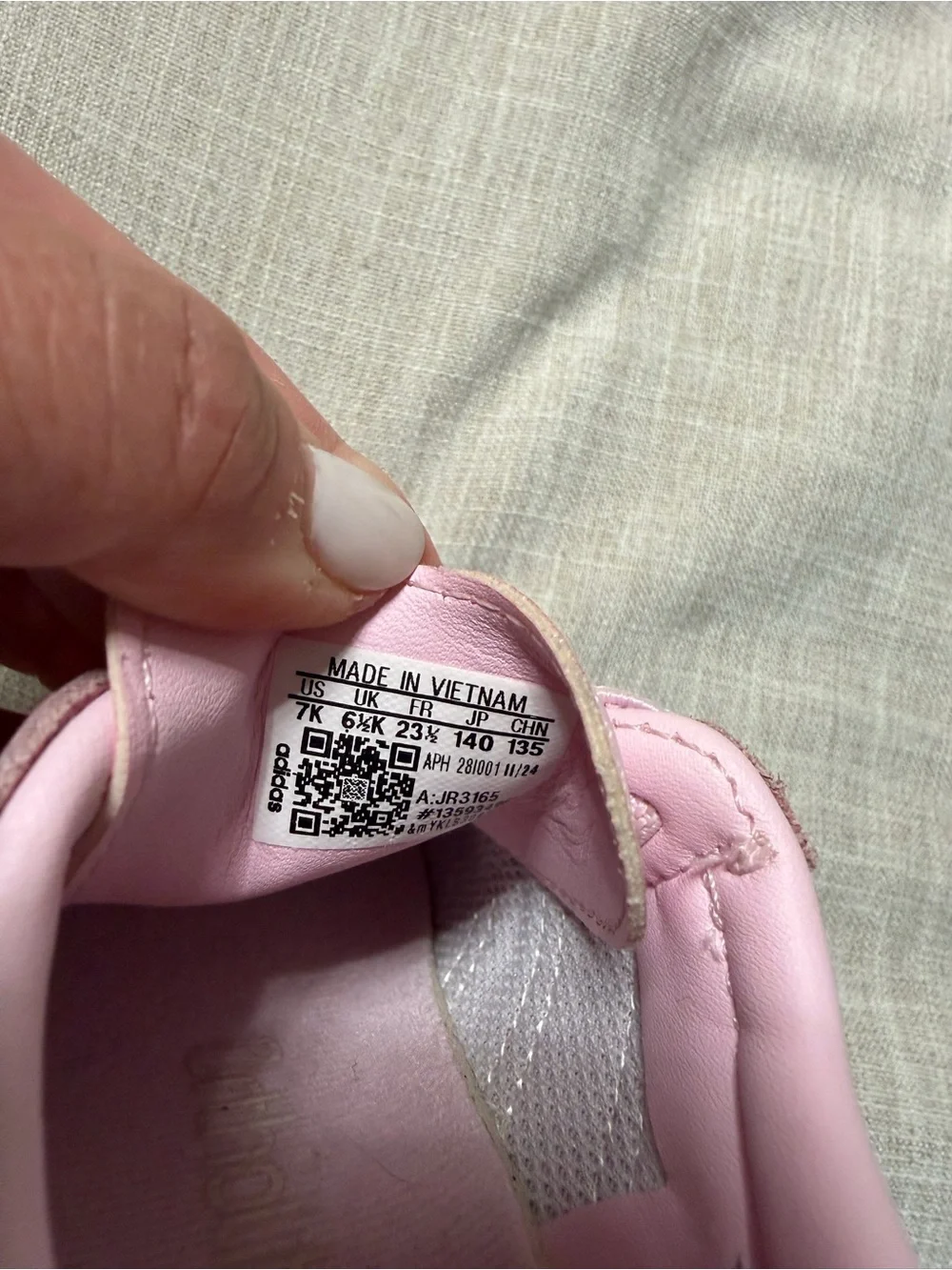 adidas Kids Light Pink Leather & Suede Sneakers with White Stripes